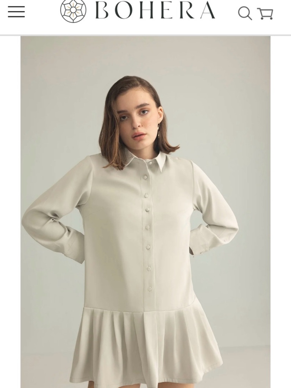 BOHERA Blush Hour Pleated Mini Dress in Lunar Rock Medium NWT